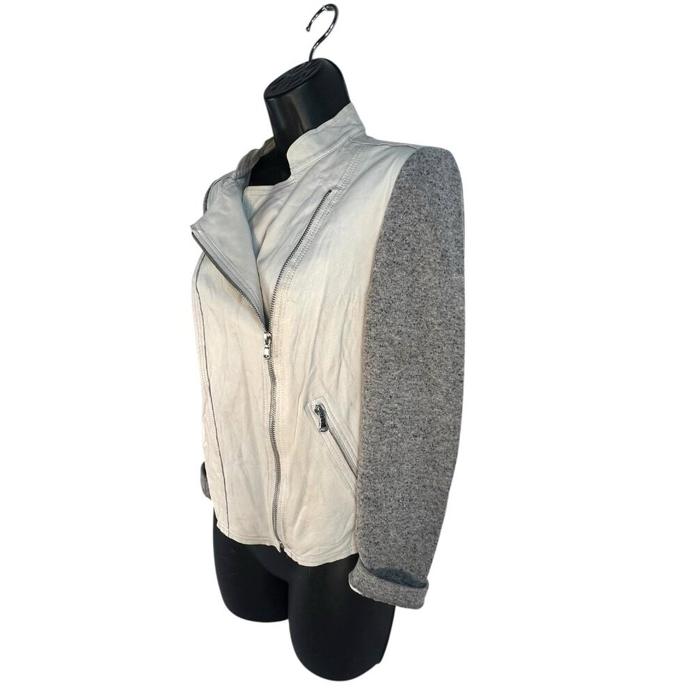 Rebecca Taylor lamb leather‎ & wool blend Moto style zip front jacket size 2 - Picture 6 of 10